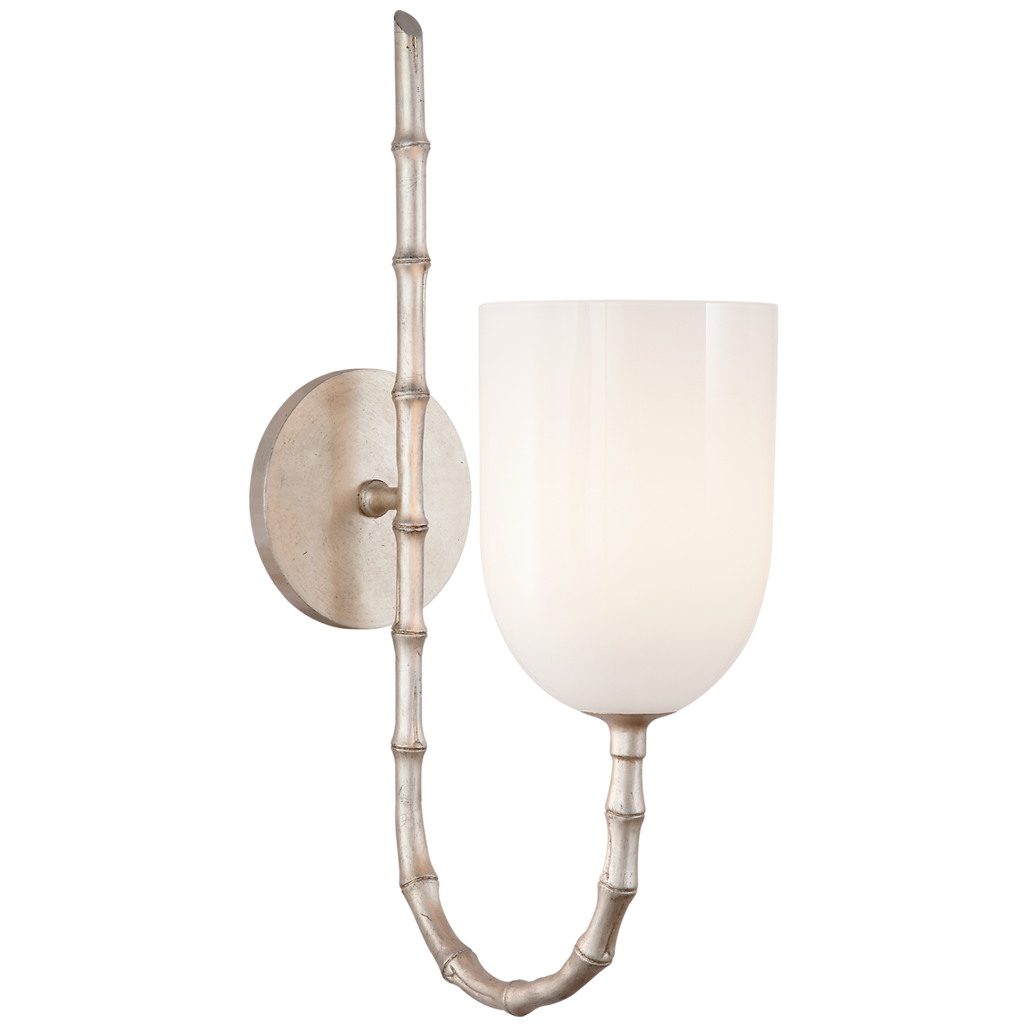 Edgemere Wall Light in Burnished Silver Leaf with White Glass