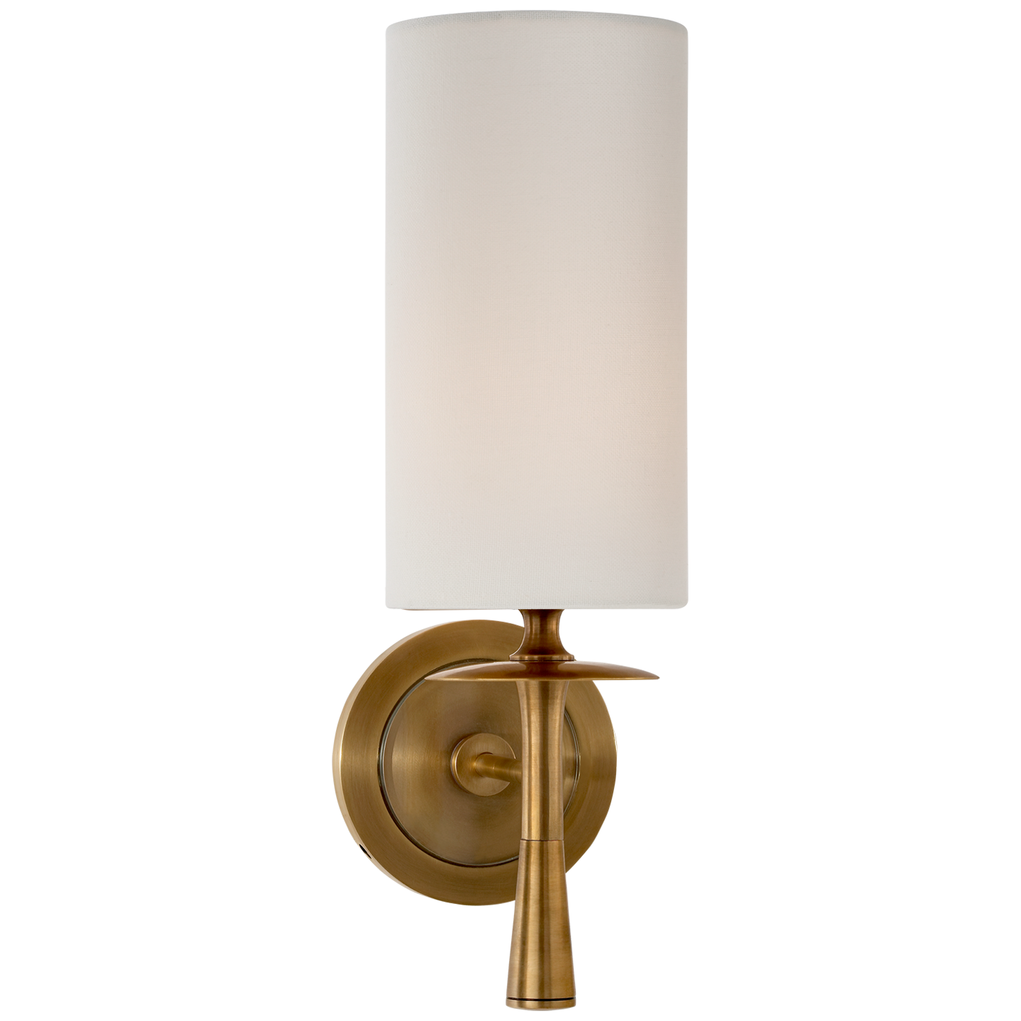 Drunmore Single Sconce in Hand-Rubbed Antique Brass with Linen Shade