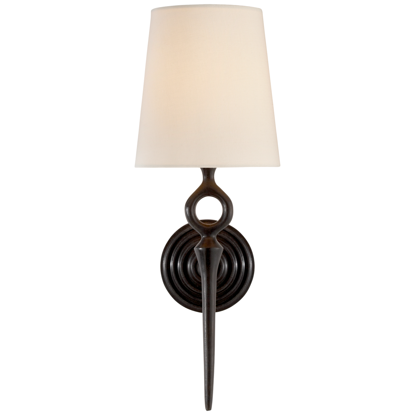 Bristol Single Sconce in Aged Iron with Linen Shade