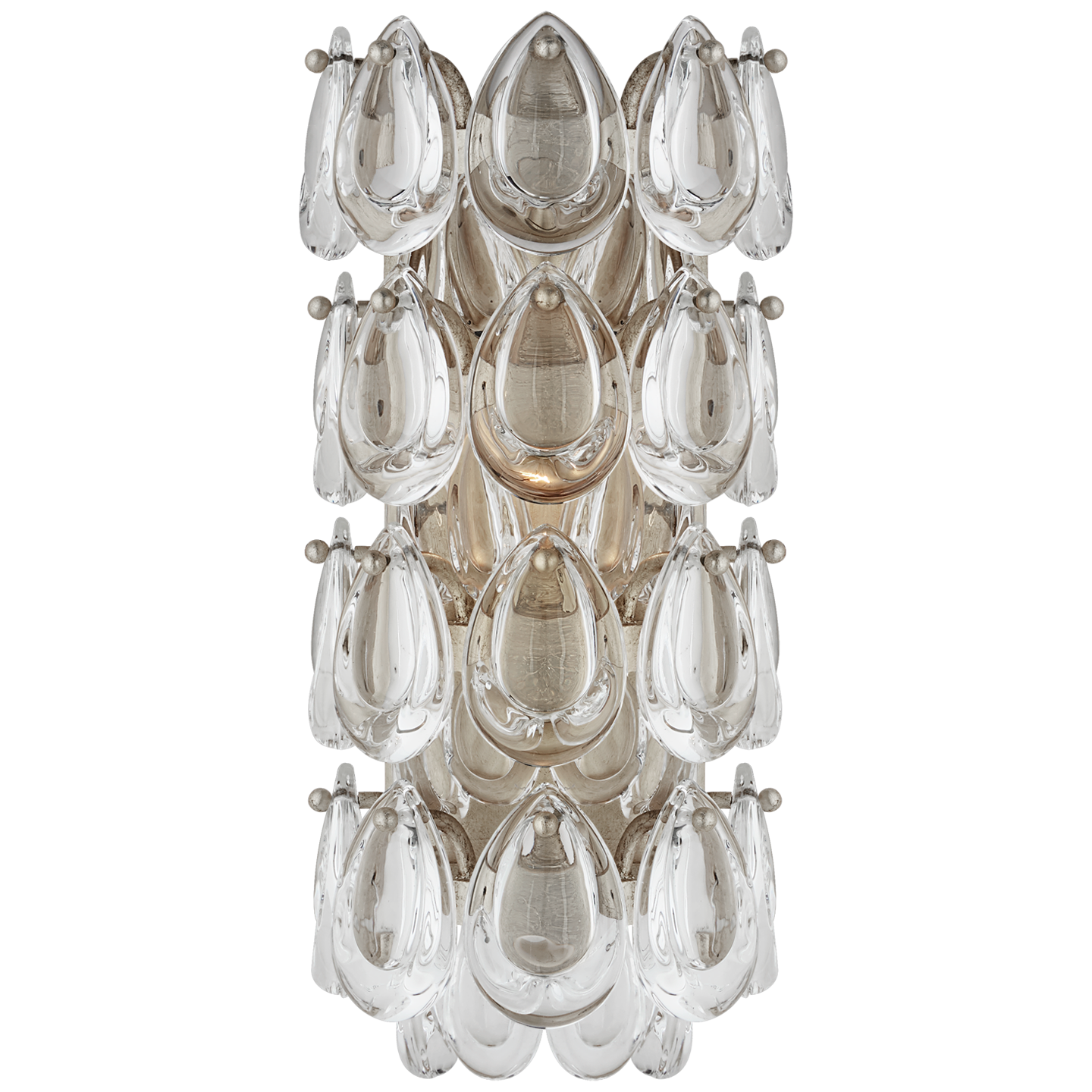 Liscia 12" Sconce in Burnished Silver Leaf with Crystal