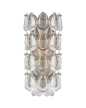 Liscia 12" Sconce in Burnished Silver Leaf with Crystal