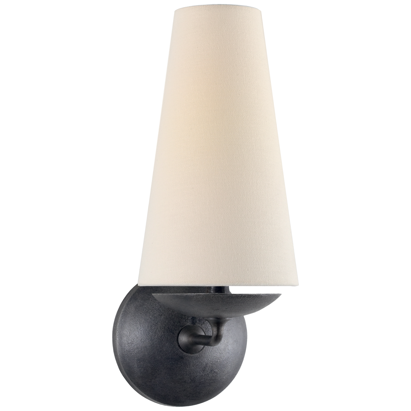 Fontaine Single Sconce in Aged Iron with Linen Shade