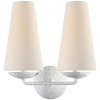 Fontaine Double Sconce in Plaster with Linen Shades