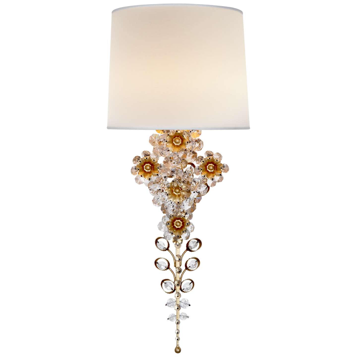 Claret Tail Sconce in Gild with Linen Shade
