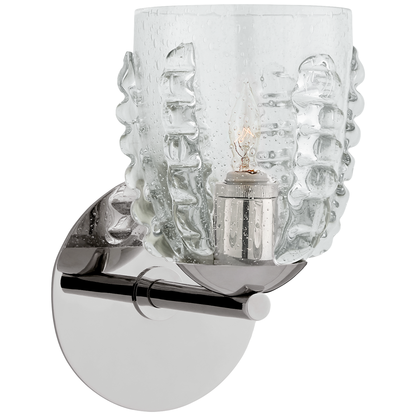 Gisela Single Sconce in Polished Nickel with Seeded Glass