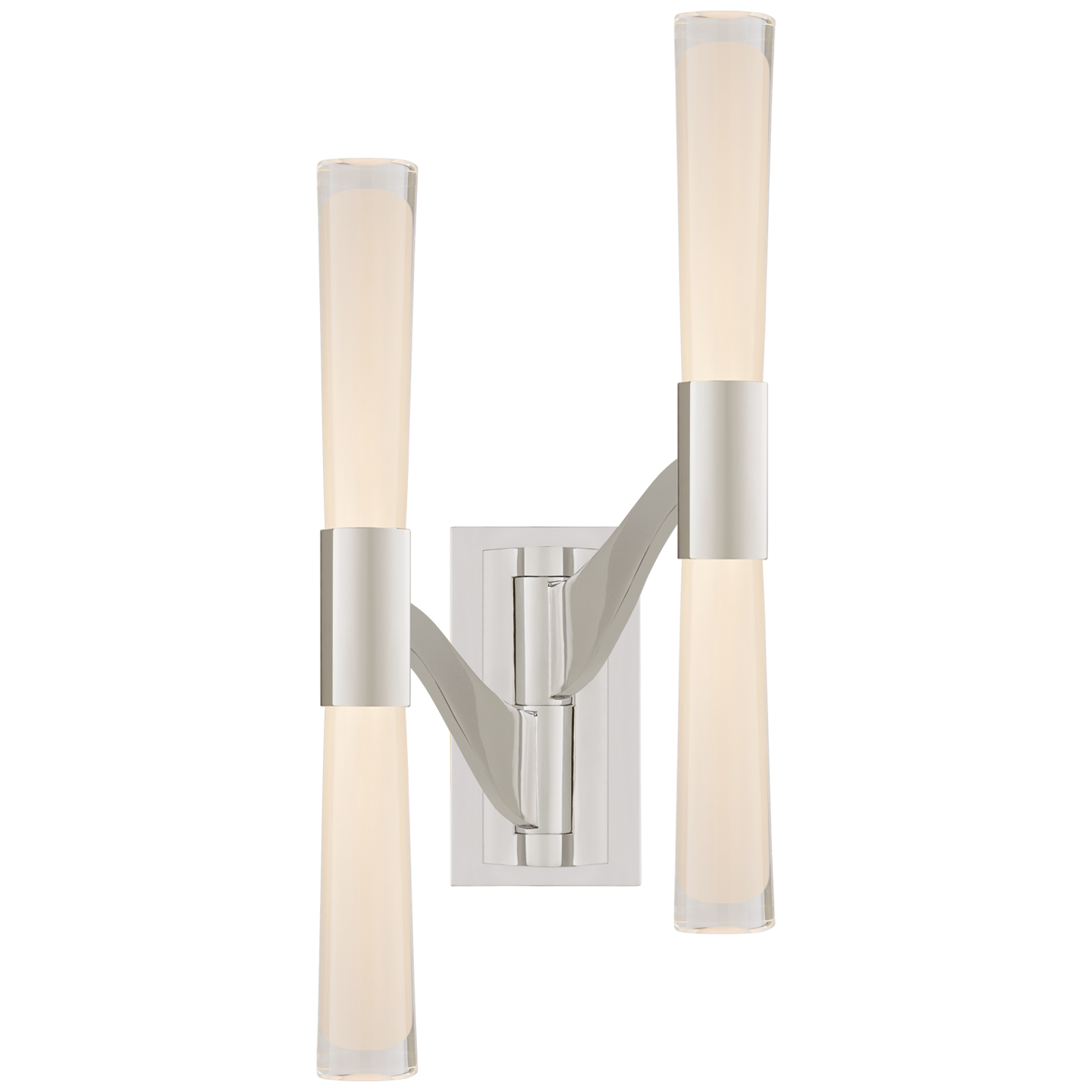 Brenta Large Double Articulating Sconce in Polished Nickel with White Glass