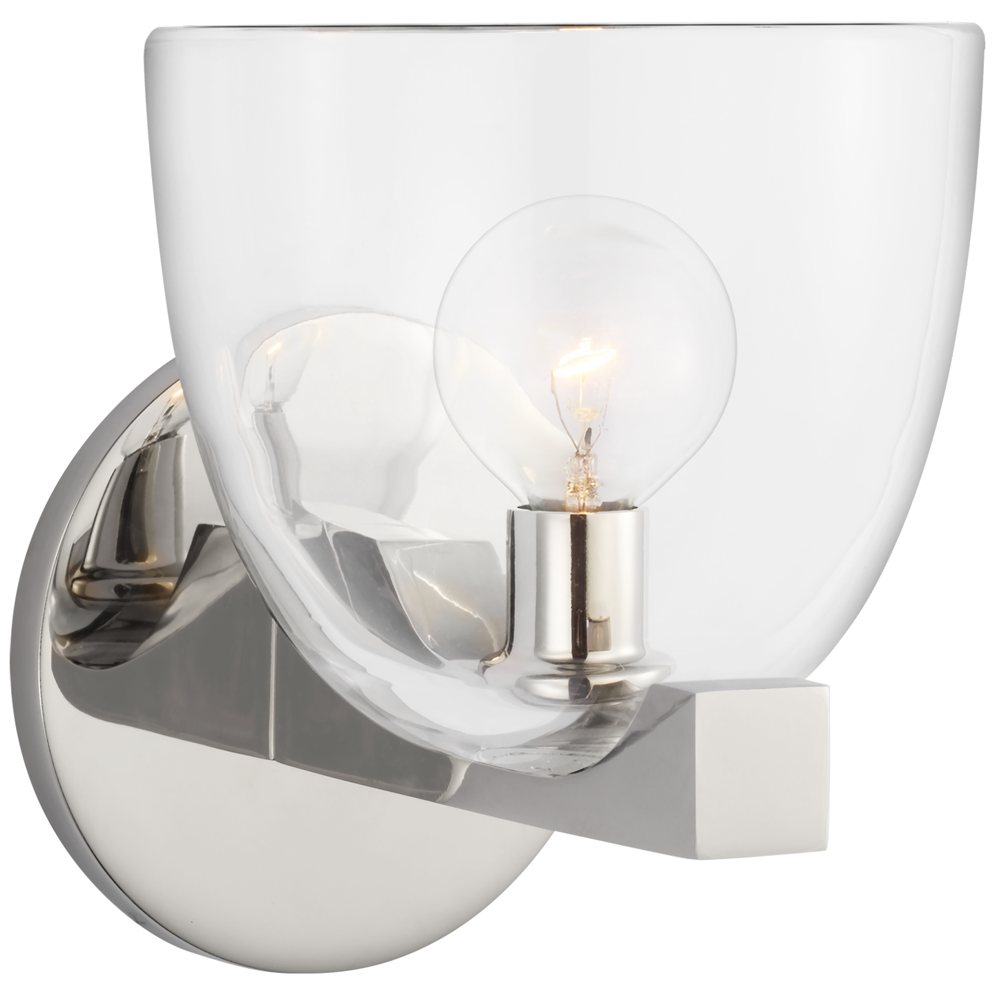 Carola Single Sconce in Polished Nickel with Clear Glass
