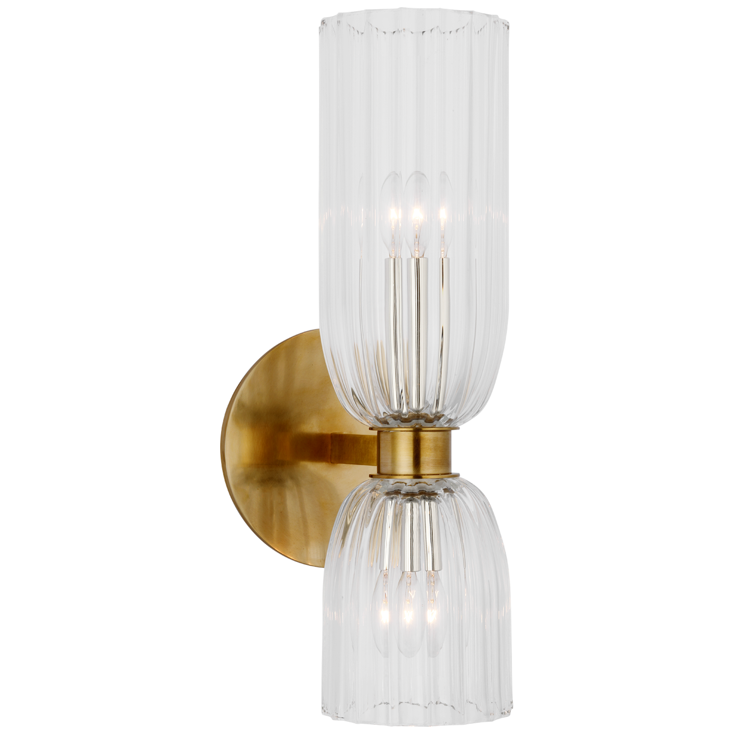 Asalea 16" Double Bath Sconce in Hand-Rubbed Antique Brass with Clear Glass