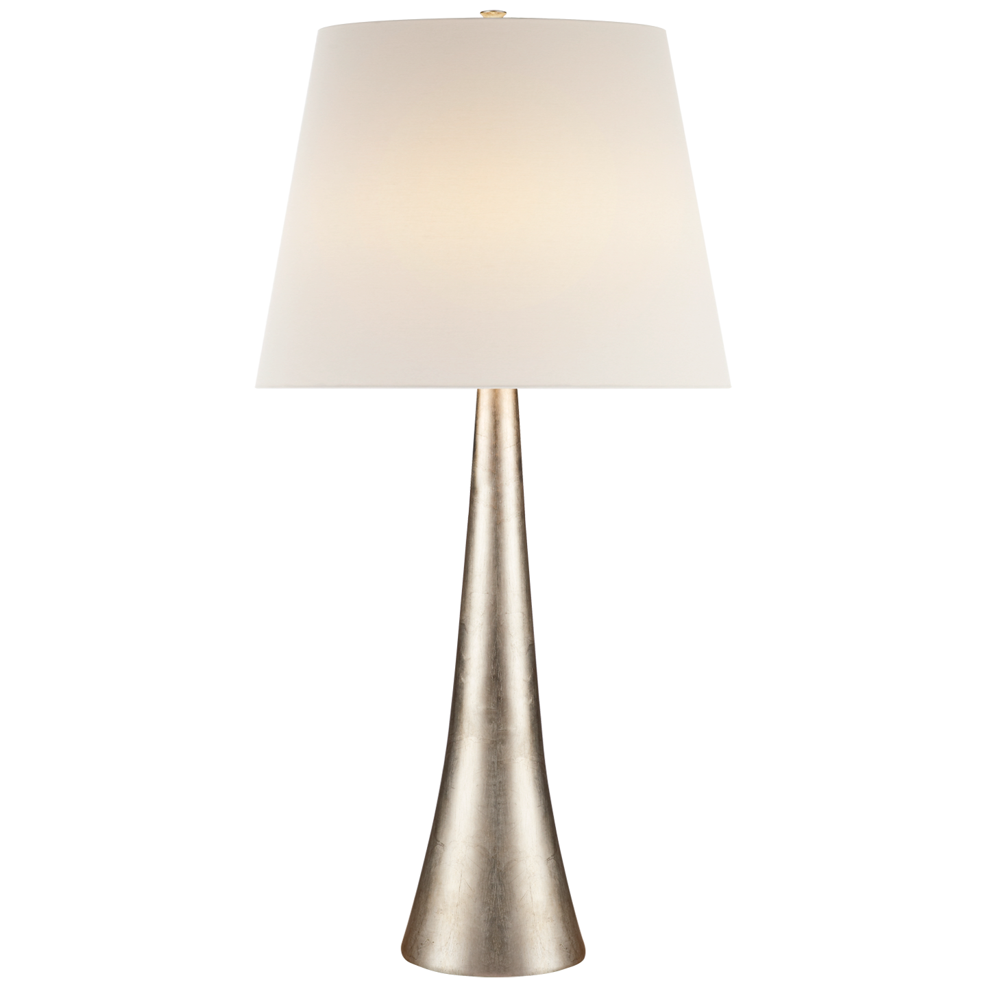 Dover Table Lamp in Burnished Silver Leaf with Linen Shade