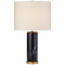 Cliff Table Lamp in Black Marble with Linen Shade