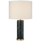 Cliff Table Lamp in Green Marble with Linen Shade