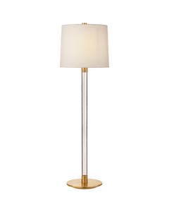 Riga Buffet Lamp in Crystal and Hand-Rubbed Antique Brass with Linen Shade
