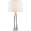 Olsen Table Lamp in Crystal and Polished Nickel with Linen Shade