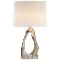 Cannes Table Lamp in Burnished Silver Leaf with Linen Shade