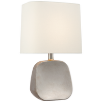Almette Medium Table Lamp in Burnished Silver Leaf with Linen Shade