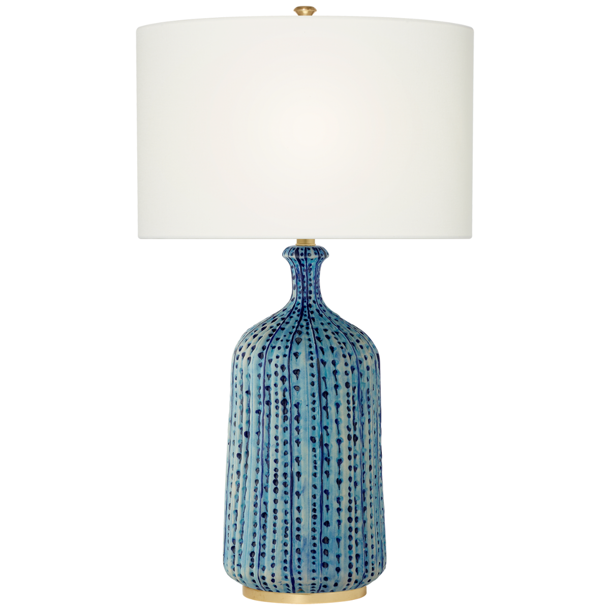 Culloden Table Lamp in Pebbled Aquamarine with Linen Shade