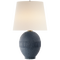 Toulon Table Lamp in Beaded Blue with Linen Shade