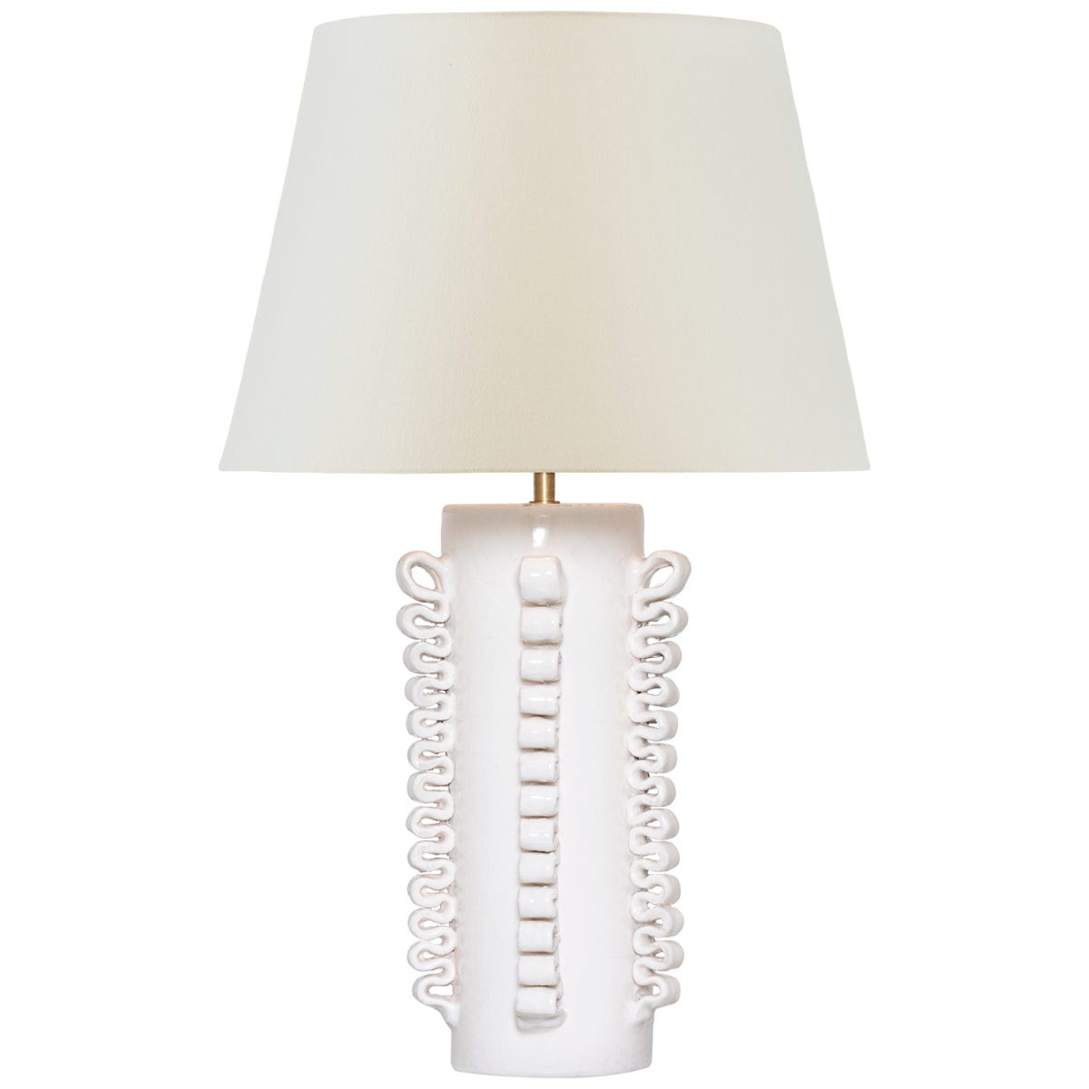 Amandine 25" Table Lamp in Glossy White Crackle with Linen Shade