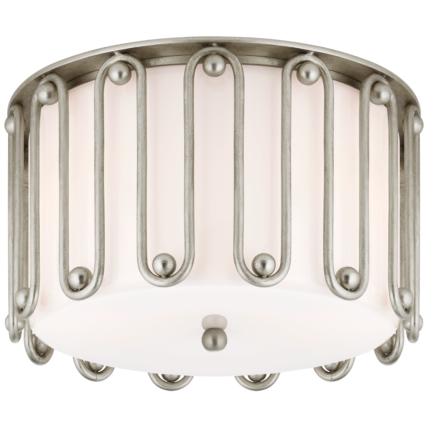 Molene Medium Flush Mount in Burnished Silver Leaf with White Glass