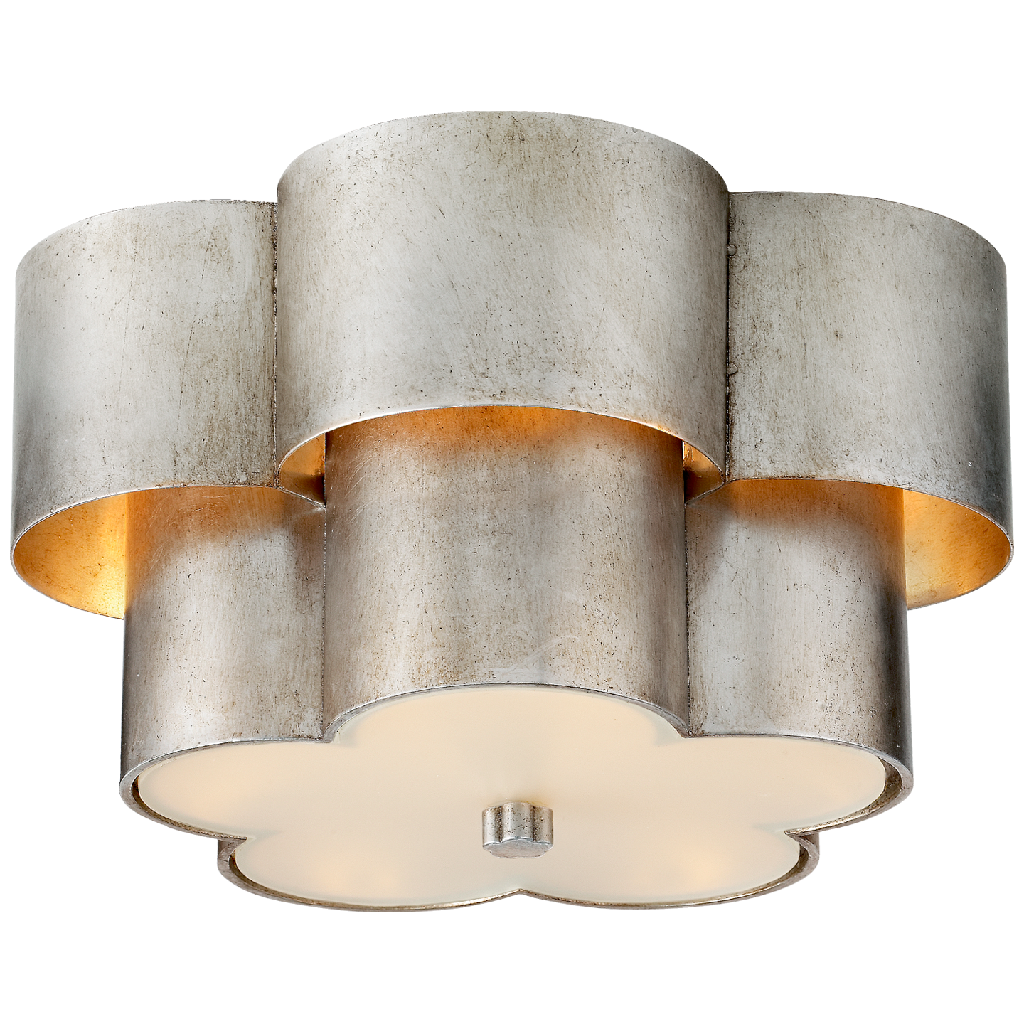 Arabelle Flush Mount in Burnished Silver Leaf with Frosted Acrylic