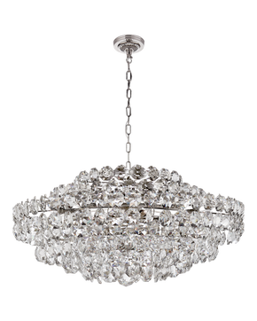 Sanger Large Chandelier in Polished Nickel with Crystal