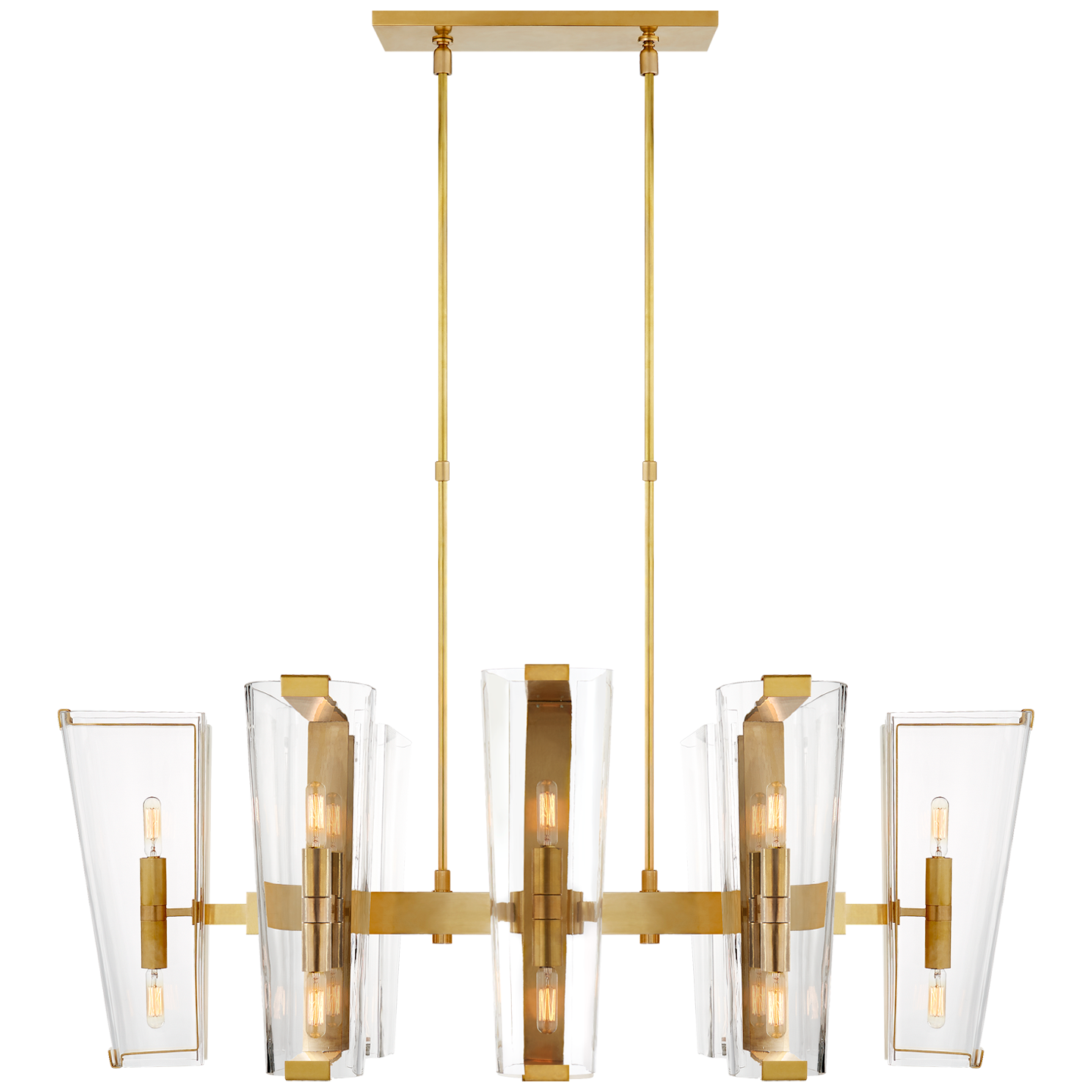 Alpine Medium Linear Chandelier in Hand-Rubbed Antique Brass with Clear Glass