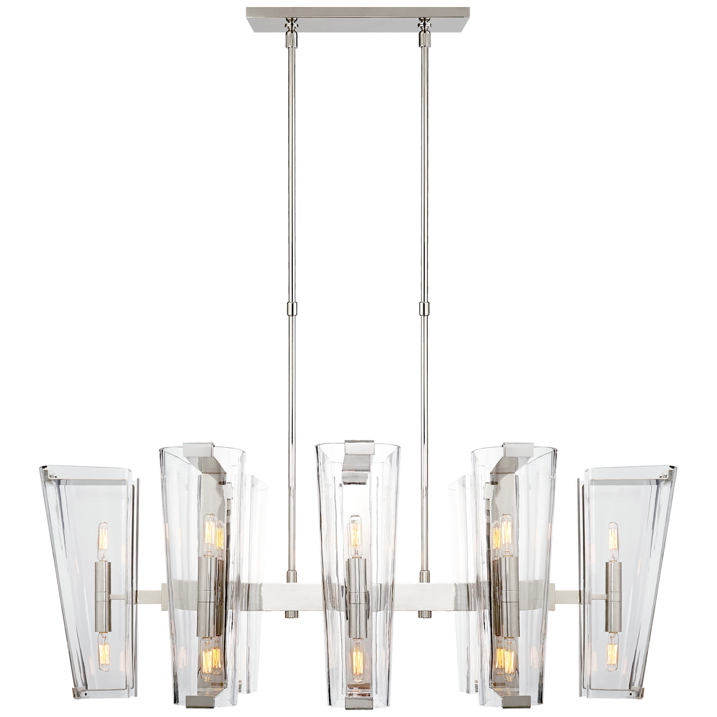 Alpine Medium Linear Chandelier in Polished Nickel with Clear Glass