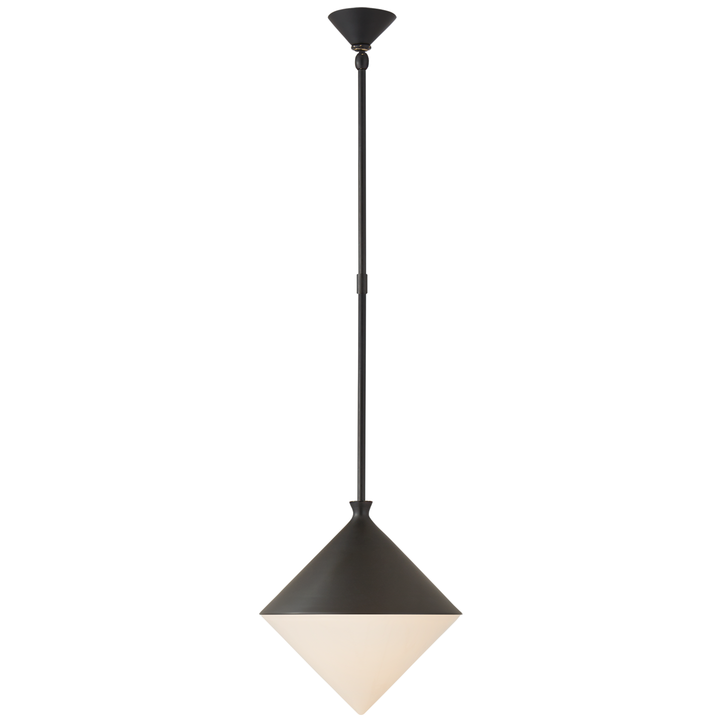 Sarnen Small Pendant in Matte Black with White Glass