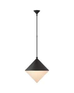 Sarnen Large Pendant in Matte Black with White Glass