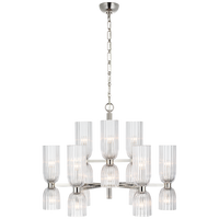 Asalea Medium Two-Tier Chandelier in Polished Nickel with Clear Glass