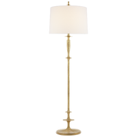 Lotus Floor Lamp in Gild with Linen Shade