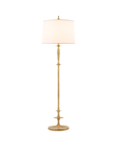 Lotus Floor Lamp in Gild with Silk Shade