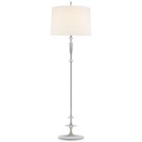 Lotus Floor Lamp in Plaster White with Linen Shade