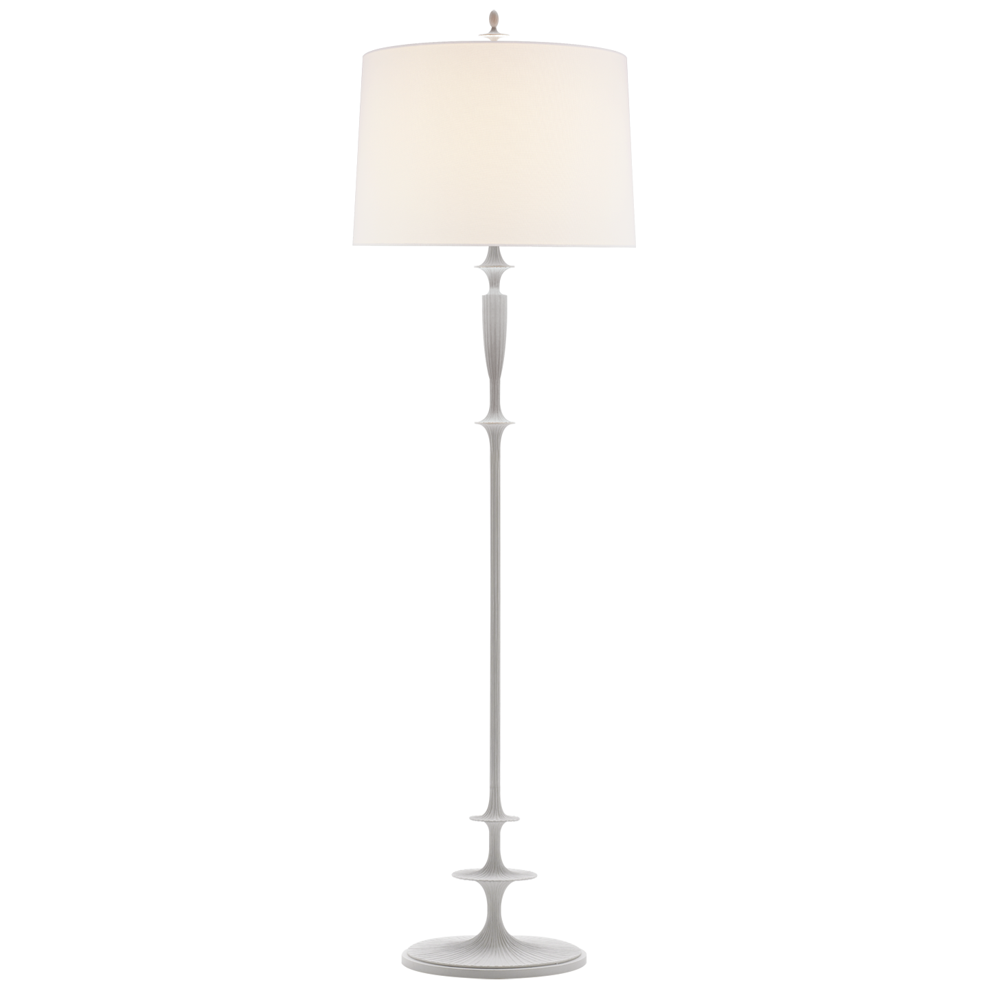 Lotus Floor Lamp in Plaster White with Linen Shade