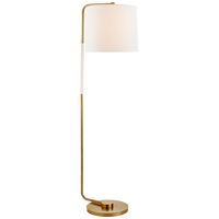 Swing Articulating Floor Lamp in Soft Brass with Linen Shade