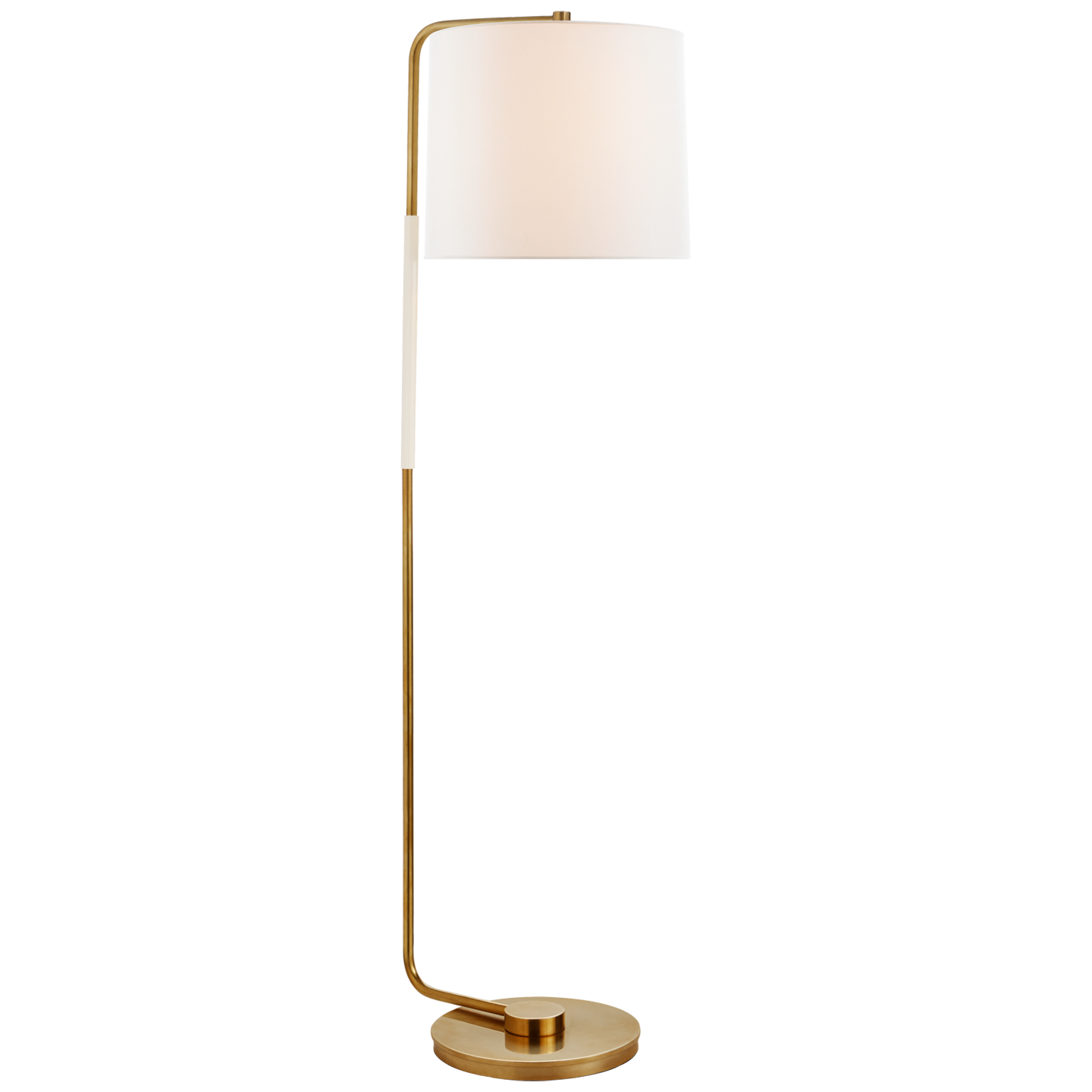 Swing Articulating Floor Lamp in Soft Brass with Linen Shade Open Box