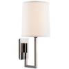 Aspect Library Sconce in Soft Silver with Ivory Linen Shade Open Box