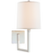 Aspect Small Articulating Sconce in Soft Silver with Ivory Linen Shade