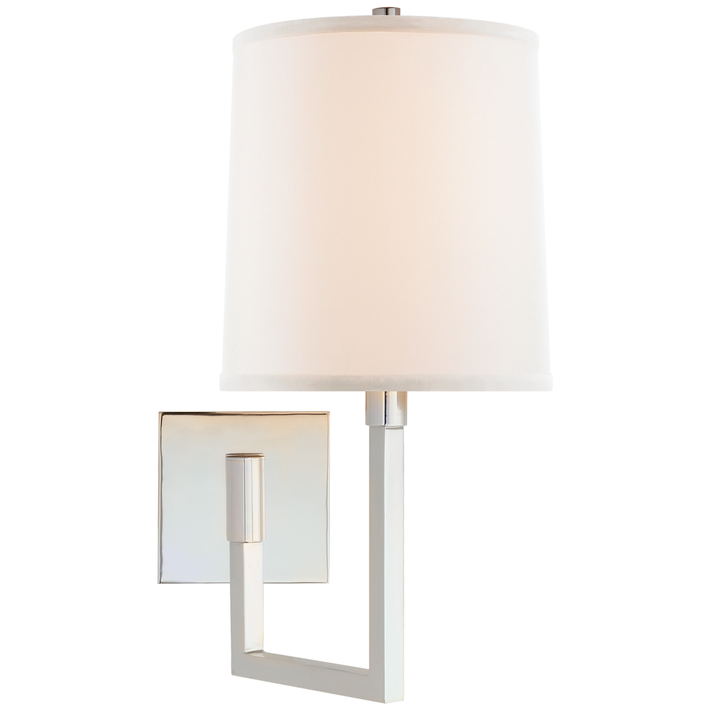 Aspect Small Articulating Sconce in Soft Silver with Ivory Linen Shade (Open Box)
