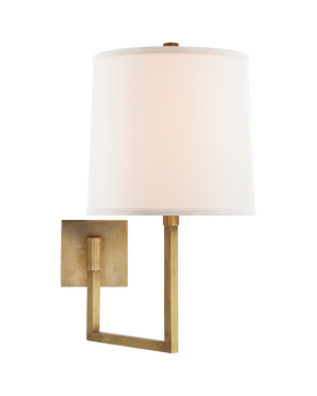 Aspect Large Articulating Sconce in Soft Brass with Ivory Linen Shade