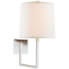 Aspect Large Articulating Sconce in Soft Silver with Ivory Linen Shade