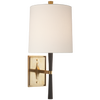Refined Rib Sconce in Ebony Resin and Soft Brass with Linen Shade