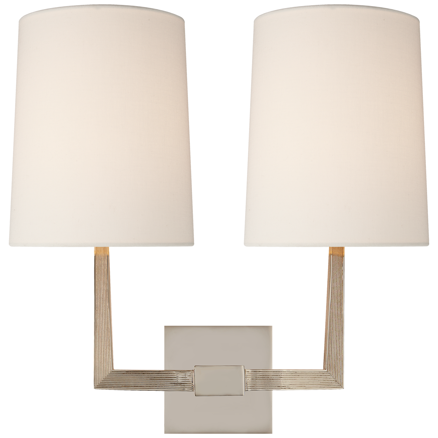 Ojai Large Double Sconce in Polished Nickel with Linen Shade Open Box