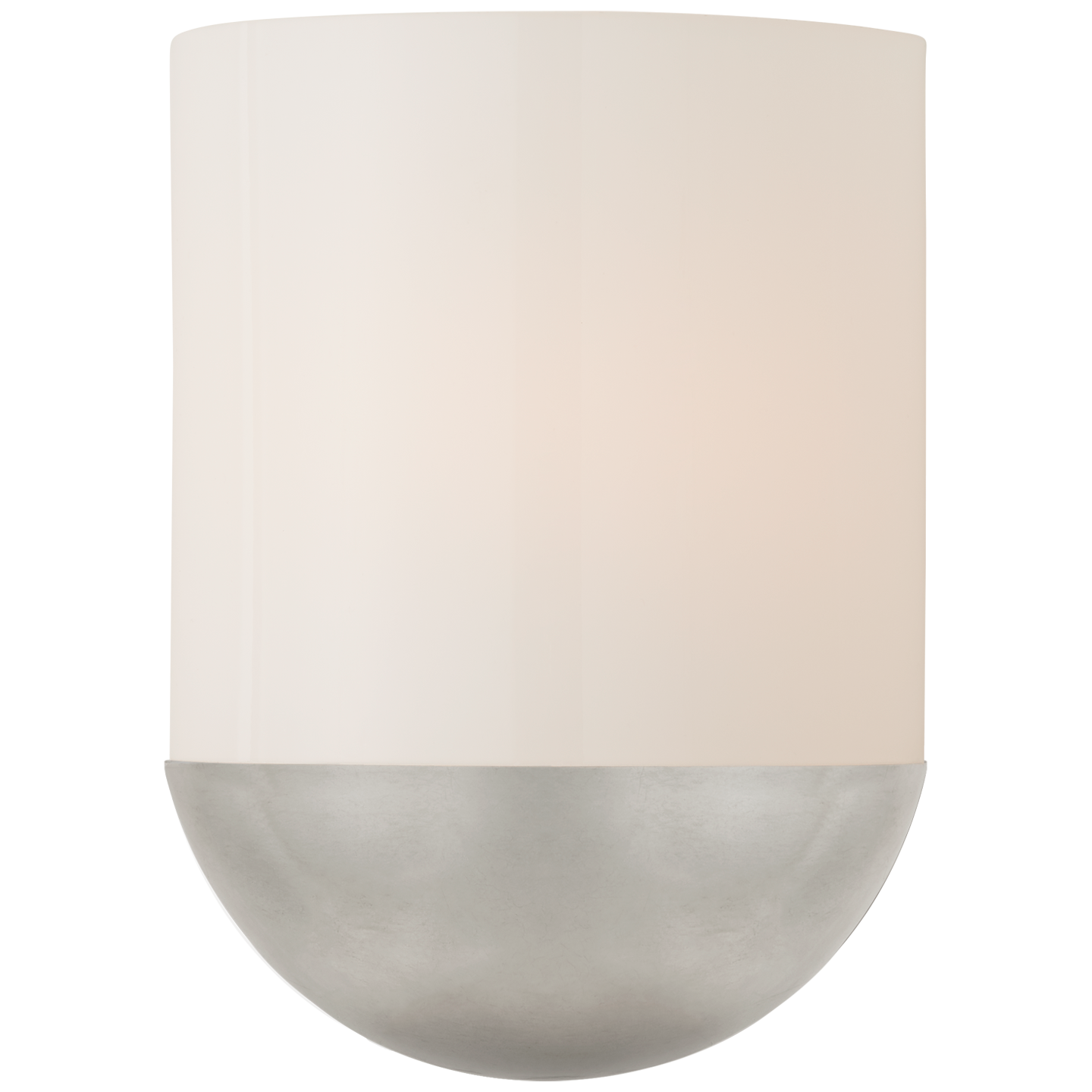 Crescent Small Sconce in Burnished Silver Leaf with White Glass Open Box