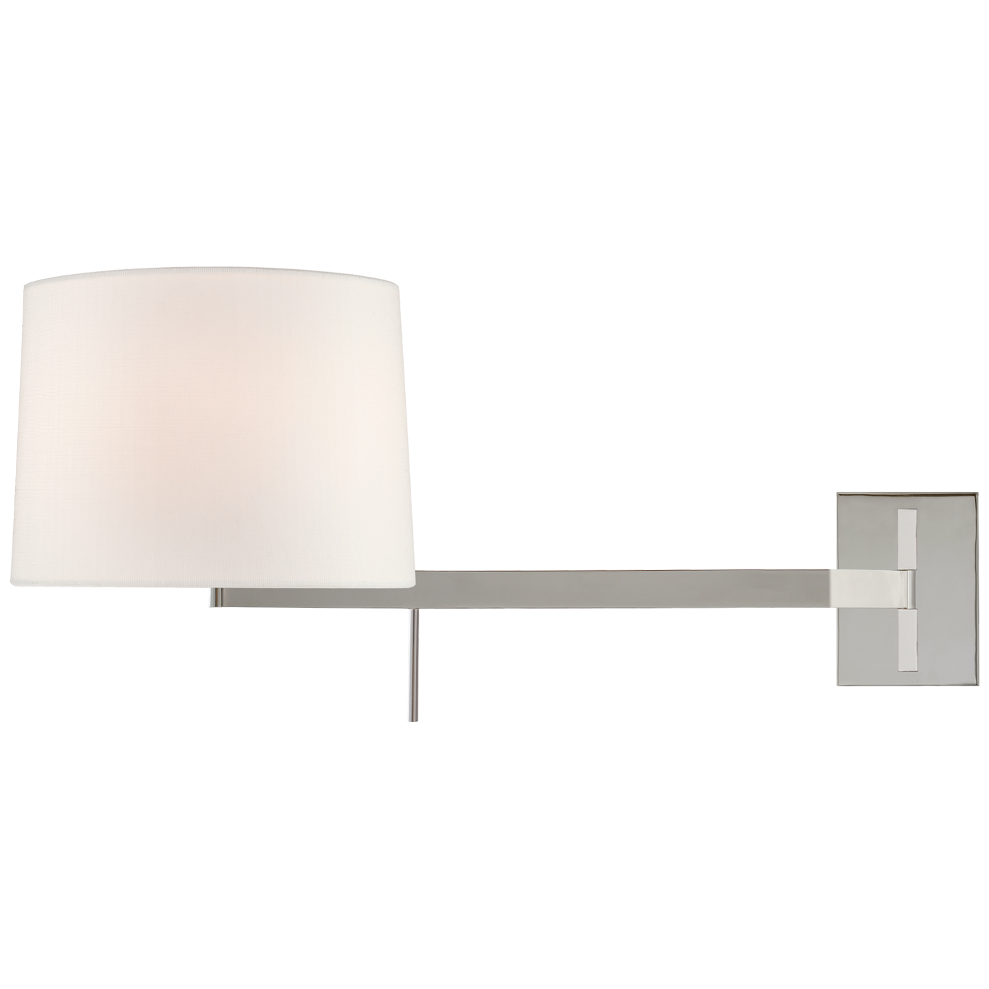 Sweep Medium Right Articulating Sconce in Polished Nickel with Linen Shade