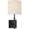 Clarion Medium Library Sconce in Bronze with Linen Shade