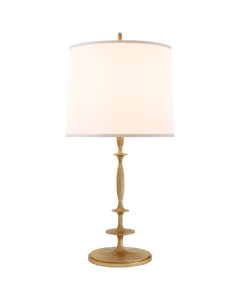 Lotus Table Lamp in Gilded Finish with Silk Shade