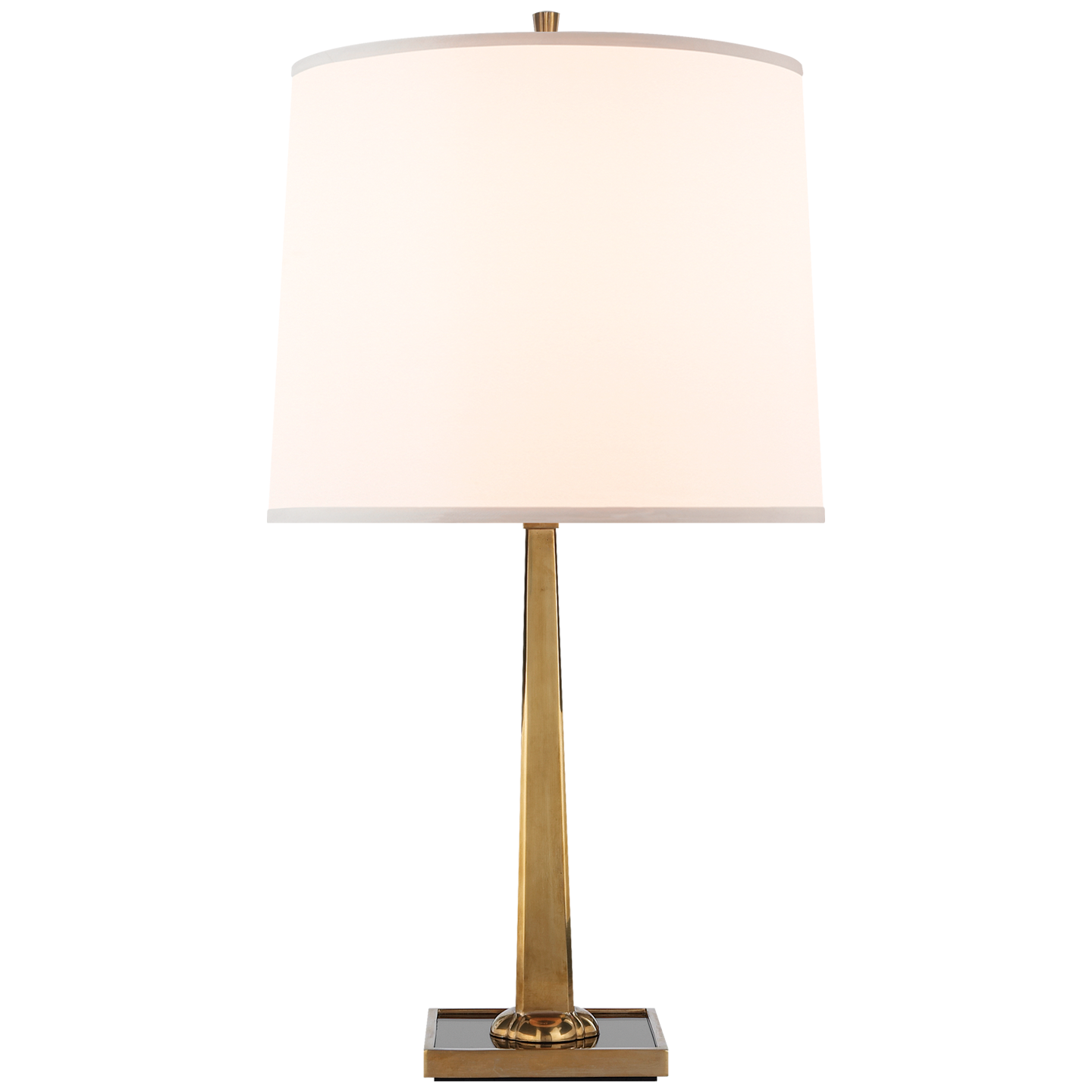 Petal Desk Lamp in Soft Brass with Bronze Mirror Base and Silk Shade