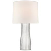 Danube Medium Table Lamp in Clear Glass with Linen Shade