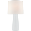 Danube Medium Table Lamp in White Glass with Linen Shade